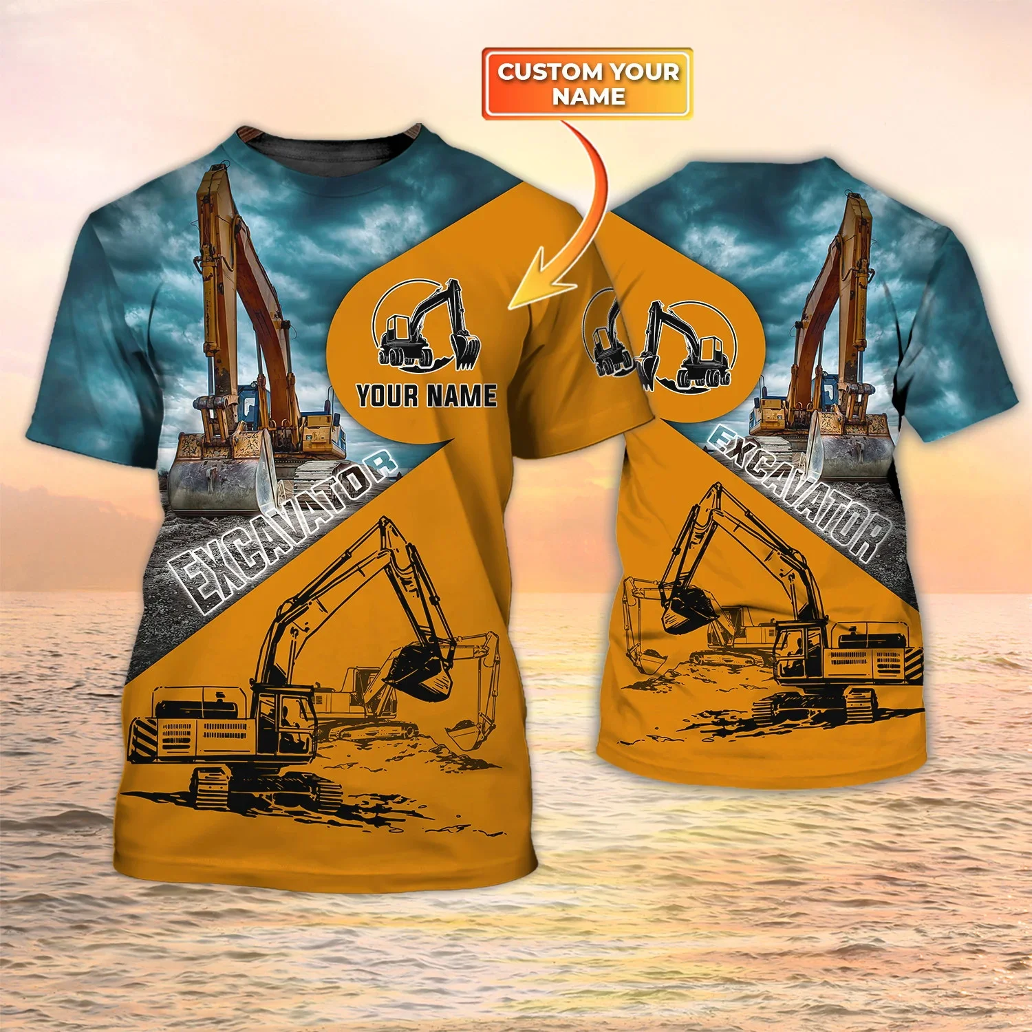 Neueste Sommer Mode männer T-shirt Heavy Ausrüstung Bagger Personalisierte Name 3D Gedruckt t shirt Unisex Casual T-shirt DW135 – Detail 34
