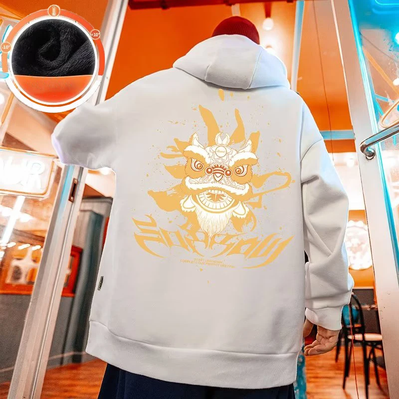 Hooded Sweater Men's Trendy Brand Large Size M-8XL Men's Autumn And Winter Style Plush And Thick Fat Hip-hop Pullover Jacket