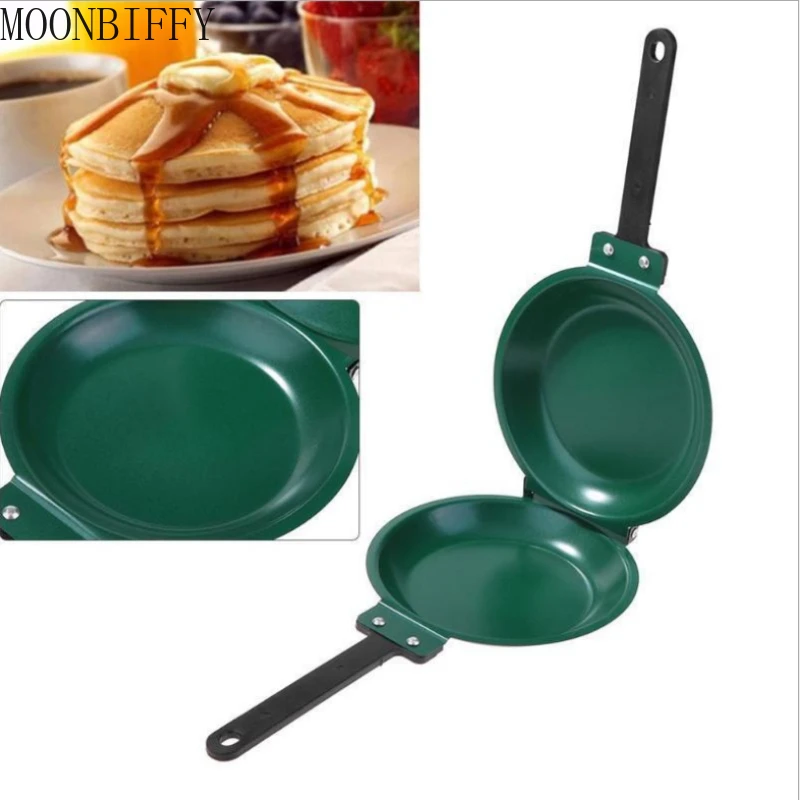 Double Sided Frying Pan Green Nonstick Stir Frying Pan with Ceramic Coating Pancake Maker Cake