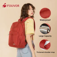 Fouvor Women Waterproof Oxford Simple Versatile Student Bag Canvas 2024 Large Capacity Travel Backpack Lady School Bag 2800-14 1