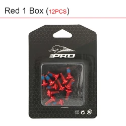 Vibrant Plated Steel Alloy Bicycle Disc Brake Rotor Screws - 12-Piece Set (Red 1 Box)