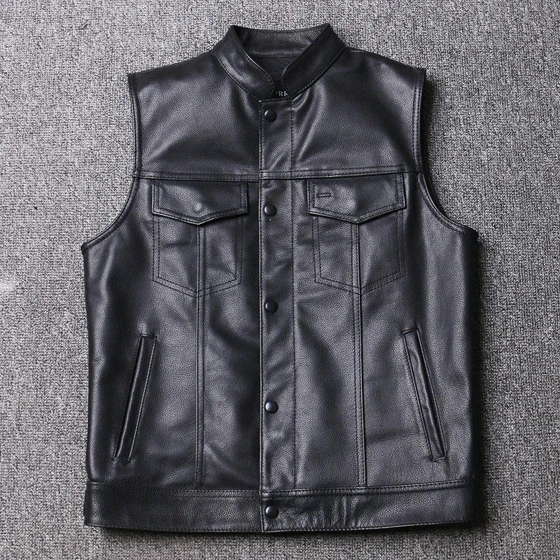 Free Shipping American Motor Vest Bomber Sons Of Anarchy Jacket For Men Style 100% Cowhide Coat