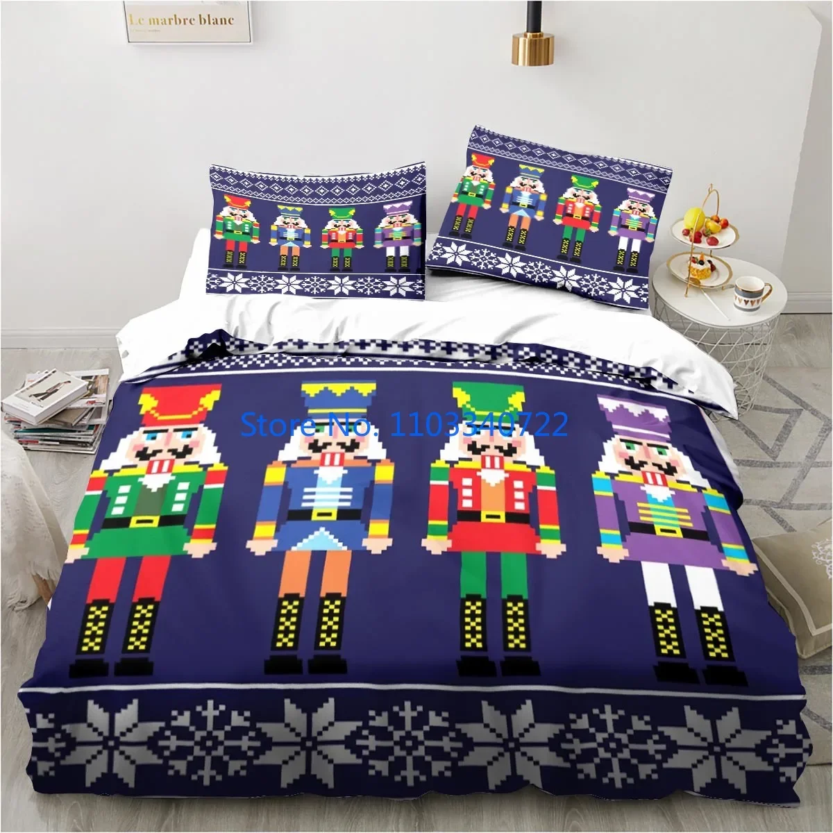 

Nutcracker Christmas Tree Star Bedding Set Duvet Cover Set 3D Print Comforter Cover Bedclothes for Boy Girl Bedding Sets Decor