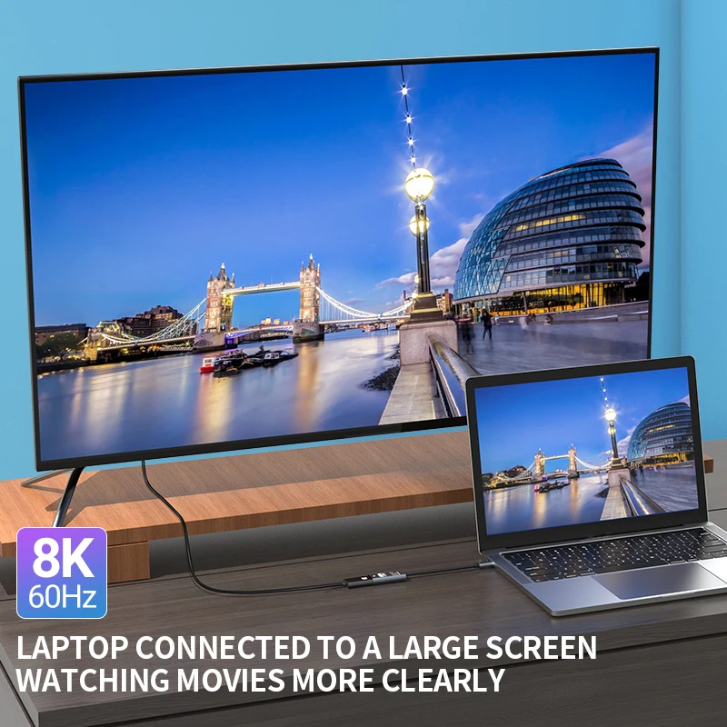 HD USB-C-디스플레이 포트 변환기, C타입 수-DP 암 커넥터 지지대, 맥북 프로 델에 적합, 8K 60Hz, 4K 120Hz