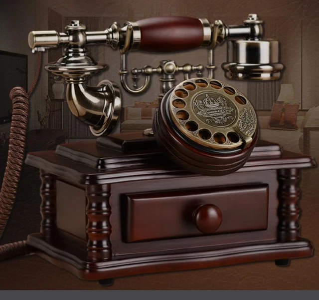 Téléphone antique en bois massif, vintage, à l'ancienne, faire pivoter la  plaque d'immatriculation, 117A