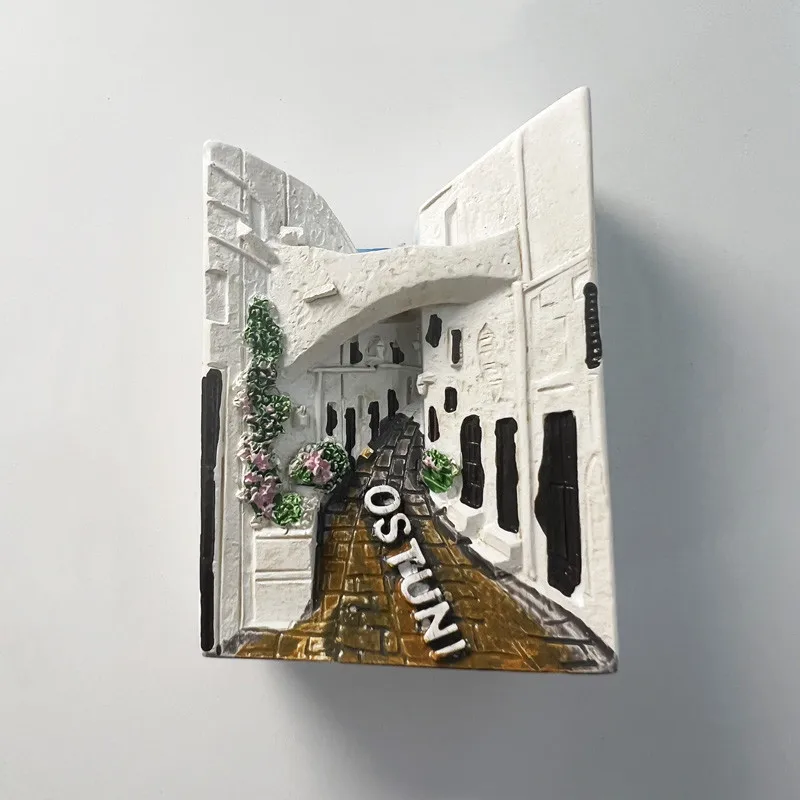 Уличный вид старого города остуни, Италия, путешествия, Фотофон, креативное домашнее украшение, магнитный холодильник из смолы S