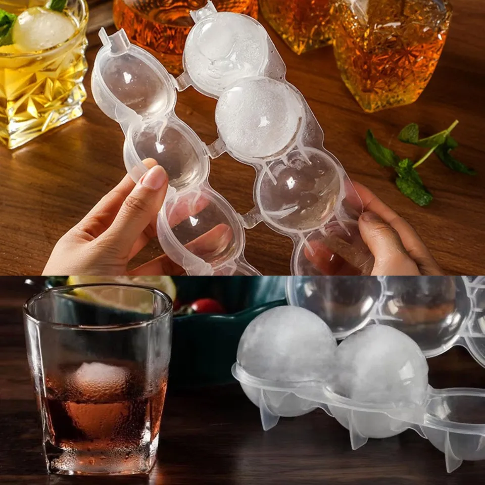 4 Ice Ball Molds Cavity Round Ice Cube Maker DIY Bar Party Cocktail 4-hole  Tool