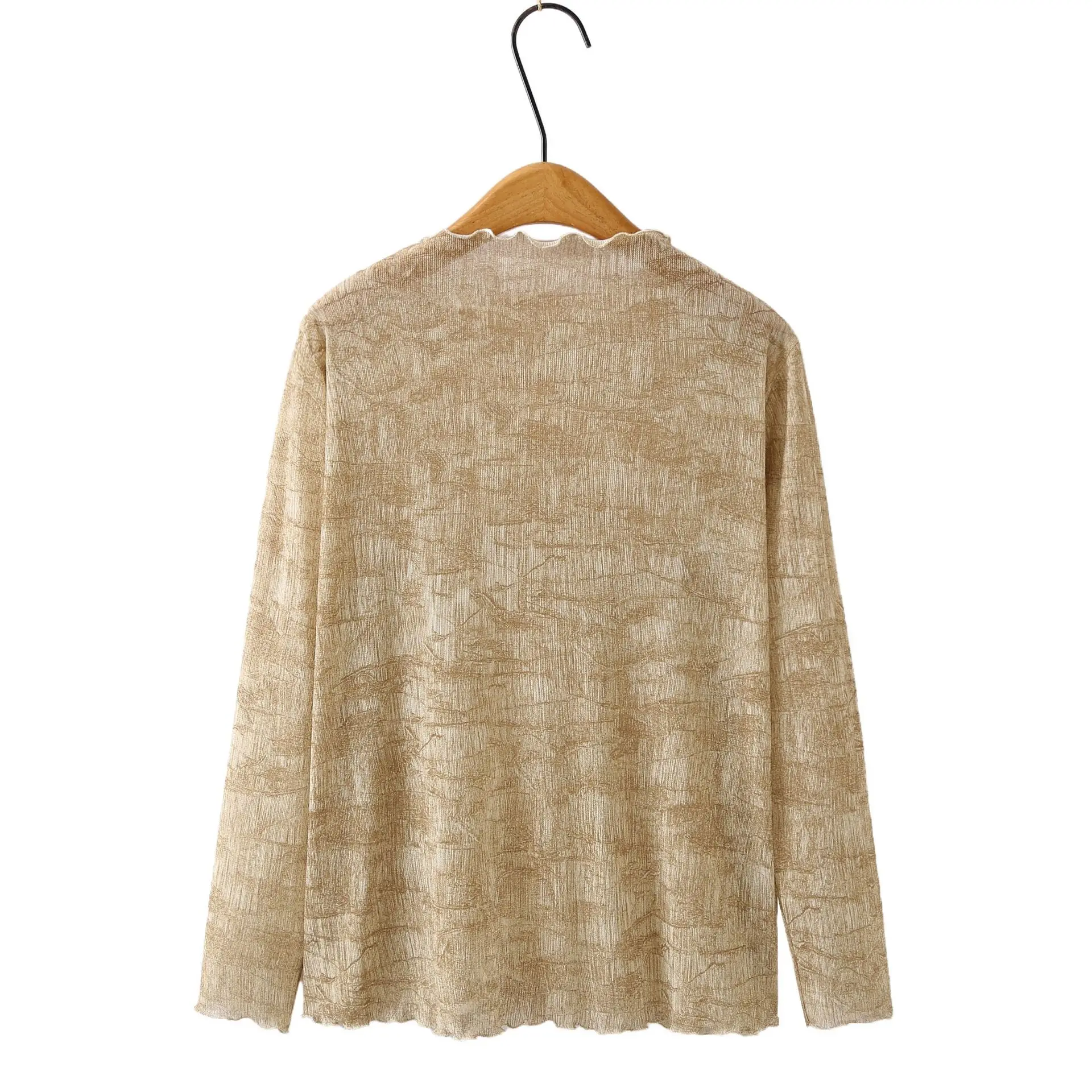 XXXXL Fashion Plus Size Women's T-Shirt 2025 Autumn New Korean Style Lace Bright Silk tie-dyed Long Sleeved Base Top 637