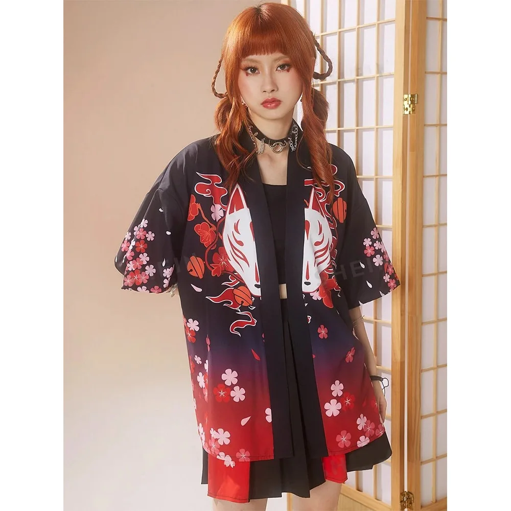 Kimono Cardigan Japanese Traditional Clothing Summer Fashion Cardigan Cherry Blossom Petal Print Fabric Soft And Comfortable chiffon cardigan top japanese kimono clothes