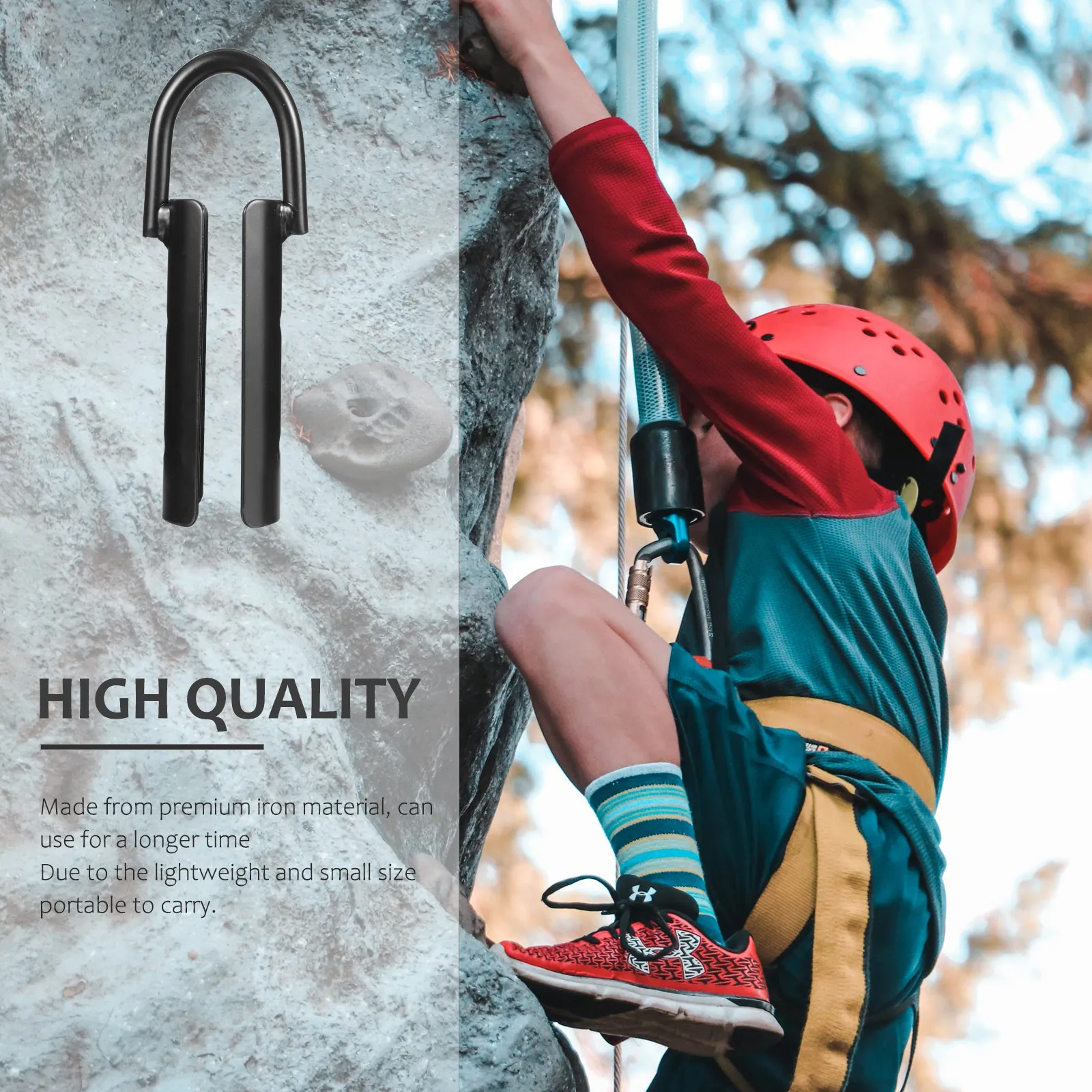1Pcs 경량 휴대용 튼튼한 로프 후크 철 소재 하이킹 캠핑 등반 고정 연결을위한 로드 후크