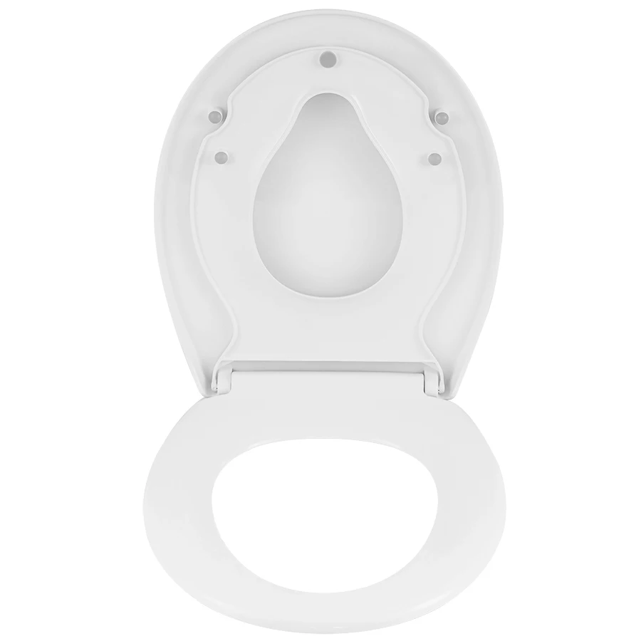WOLTU O-förmiger weißer Toilettensitz, Schnellverschluss-Toilettendeckel mit abnehmbarem Kindersitz, Absenkautomatik für Zuhause – Detail 6