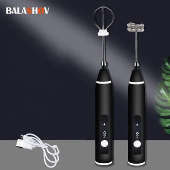 Portable Electric Milk Frother USB Rechargeable Handheld Blender Coffee Foamer Cappuccino Cream High Speed Whisk 1