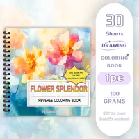 1pc, Floral Reverse Colouring Book, 30 sheets of 100gsm, Relaxing & Creative Lines ‘All You Need Is A Pen Book’ Birthday Gift 1