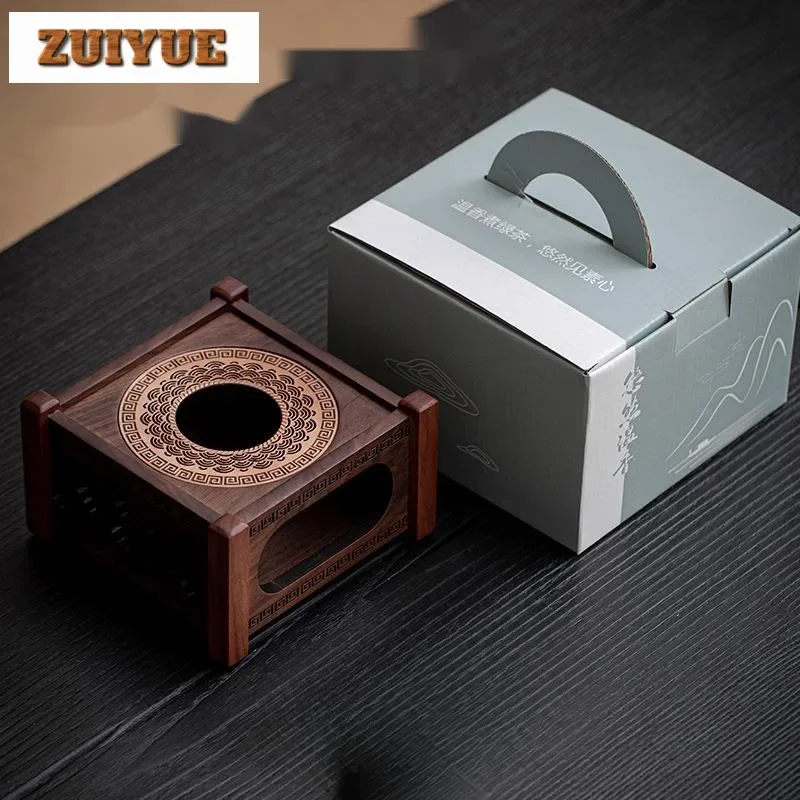 Walnut Wood Tea Warmer Teapot Warmer Samovar Candle Camping Portable Tea Stove Household Kettle Stand Accessories Craft Ornament