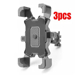 Universal Motorcycle and Bicycle Phone Holder with Rearview Mirror and Handlebar Mount (Bike 3PCS)