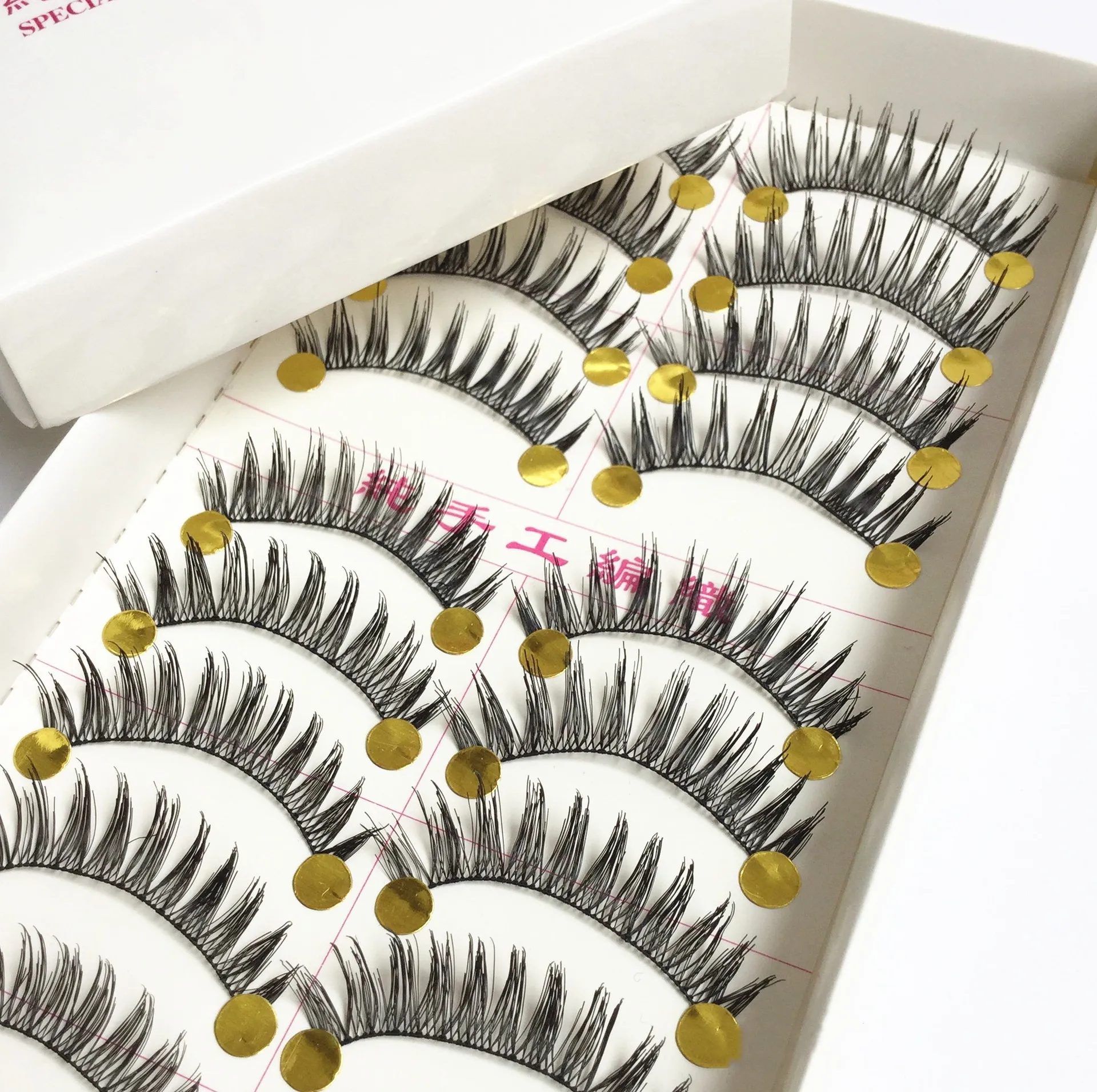 

10 Pairs Natural Messy Cross False Eyelashes Handmade Fake Eye Lash Extensions Factory Resusable