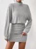 Women's Autumn Winter Fashion High Neck Knitted Sweater Dress Female Casual Solid Loose Long Sleeve Warm Mid Length Dresses 4