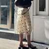 BIIKPIIK Casual Women Polka Dot Skirts Lettuce Trim Beige Elegant Midi Skirts Streetwear Simple All-match Bottom Clothing Spring 4