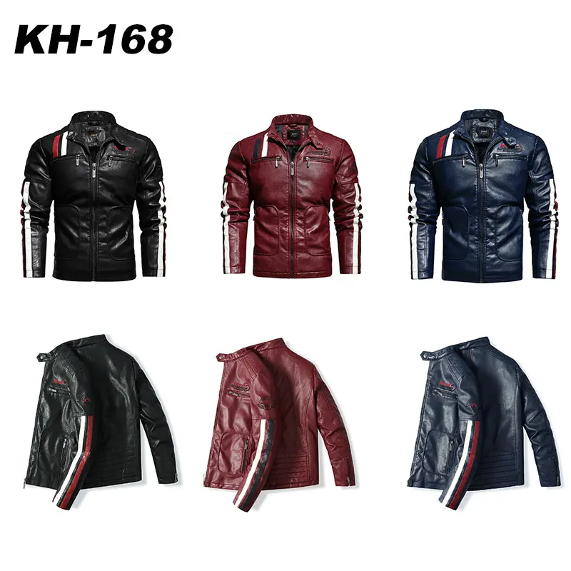 Motorcycle Jacket Leather Men's Brand Moto Leather Jacket Coat Men Handsome Washed Embroidery Biker PU Male Jaqueta Men