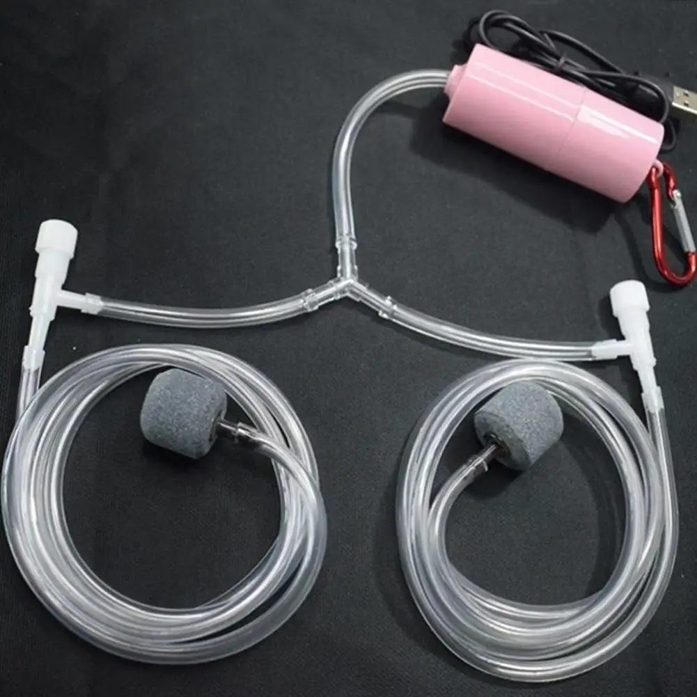 USB Mini Aquarium Air Pump Kit Oxygen Pump With Air Stone Silent High Energy Efficient Aquarium Filter Fishing Tank Accessories 4