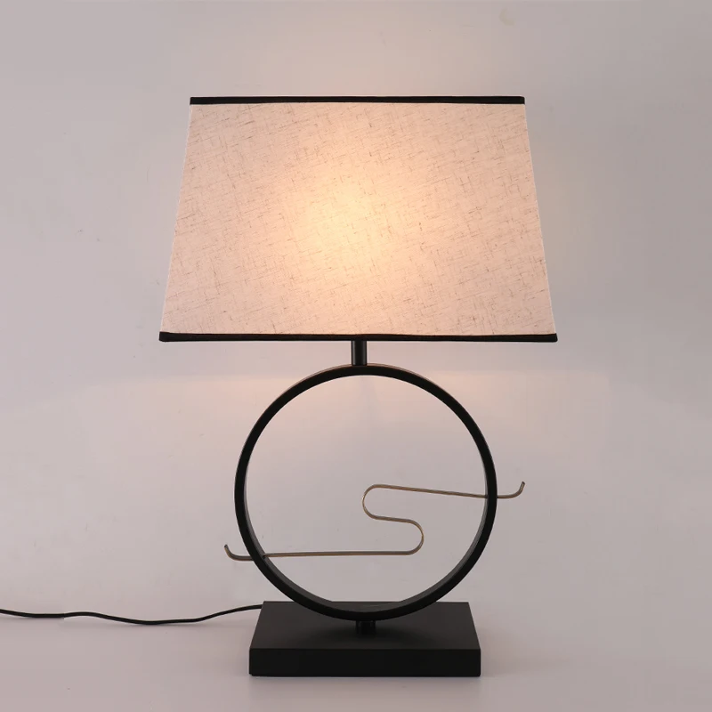 

New Chinese Fabric Desk Lamp Bedroom Bedside Table Lamp Living Room Retro Study Desk Lamp Hotel Office Foyer Lighting Lamps
