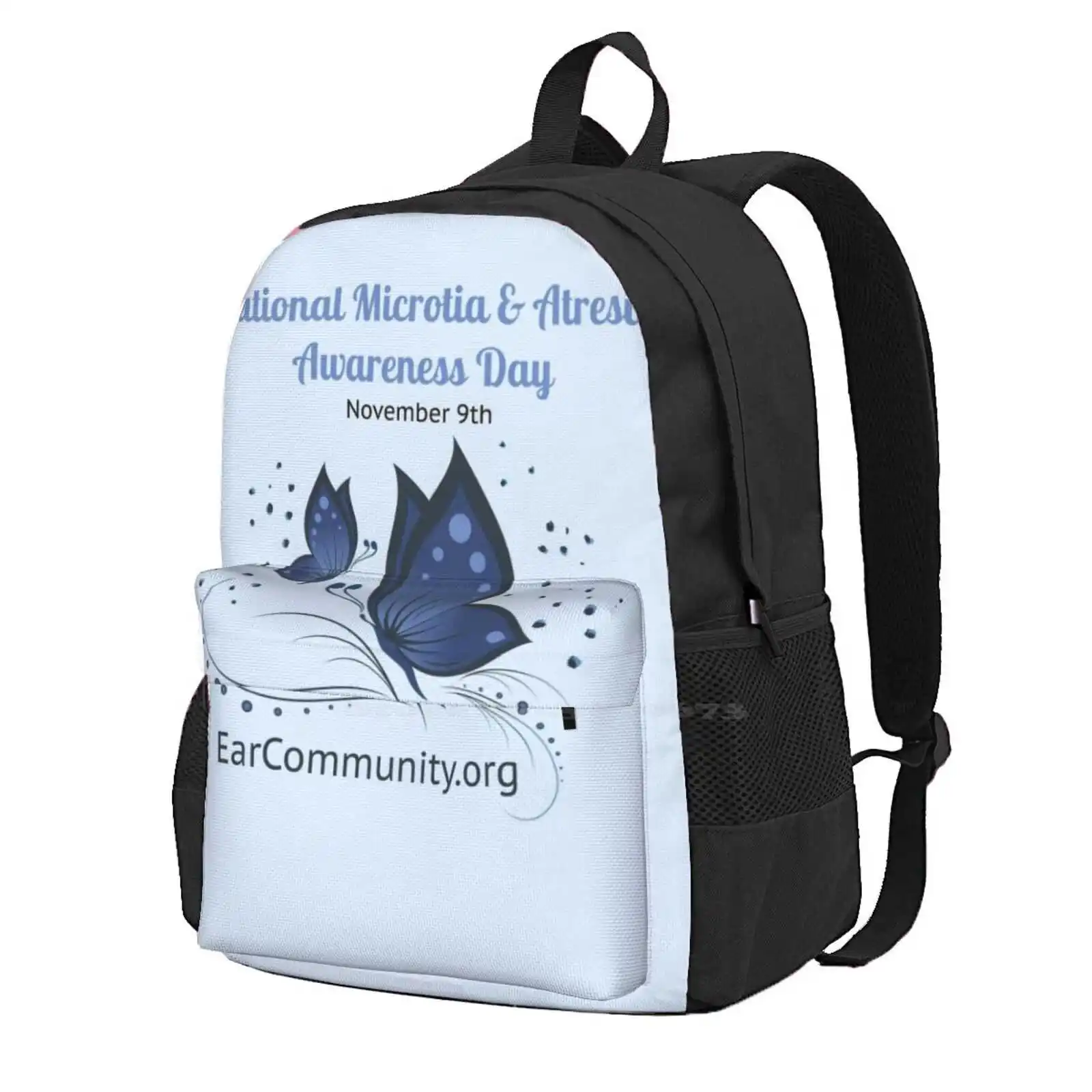 

Big Butterfly-Little Butterfly-Microtia Atresia Hot Sale Backpack Fashion Bags Microtia Atresia Awareness Day Disability