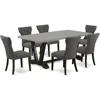 V697GA650-7 7 Piece Dinette Set Consist of a Rectangle Dining Room Table with V-Legs and 6 Dark Gotham Linen 1