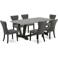 V697GA650-7 7 Piece Dinette Set Consist of a Rectangle Dining Room Table with V-Legs and 6 Dark Gotham Linen 1