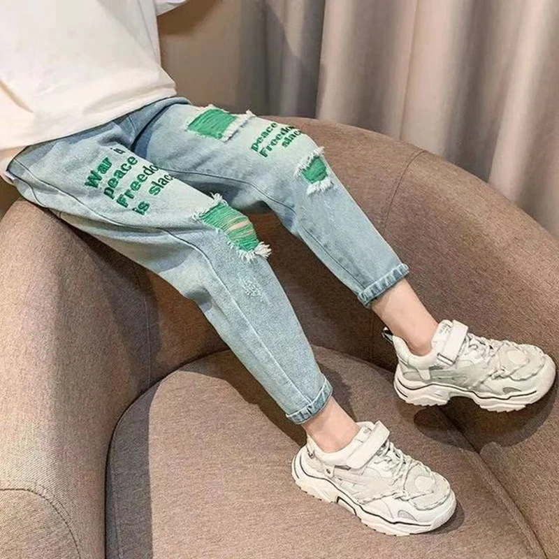 

Girls Jeans For 2023 New Spring Summer Jeans For Girl Heart Pattern Pants For Kids Casual Style Trousers Children's Clothes 2-12