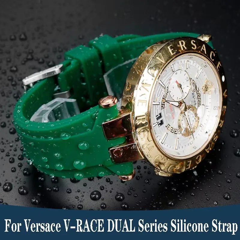 Silicone watch strap For Versace V-RACE DUAL series concave convex