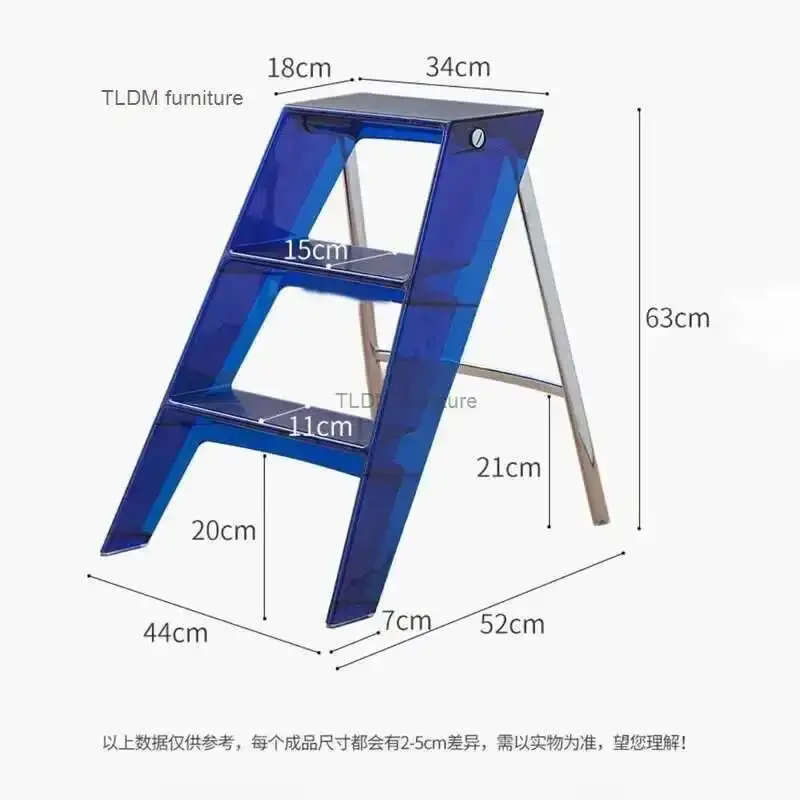 계단 디자이너 스텝 스툴 PC 플라스틱 침대 옆 선반 꽃 테이블 샵 스튜디오 디스플레이 랙 투명 접이식 발판 사다리