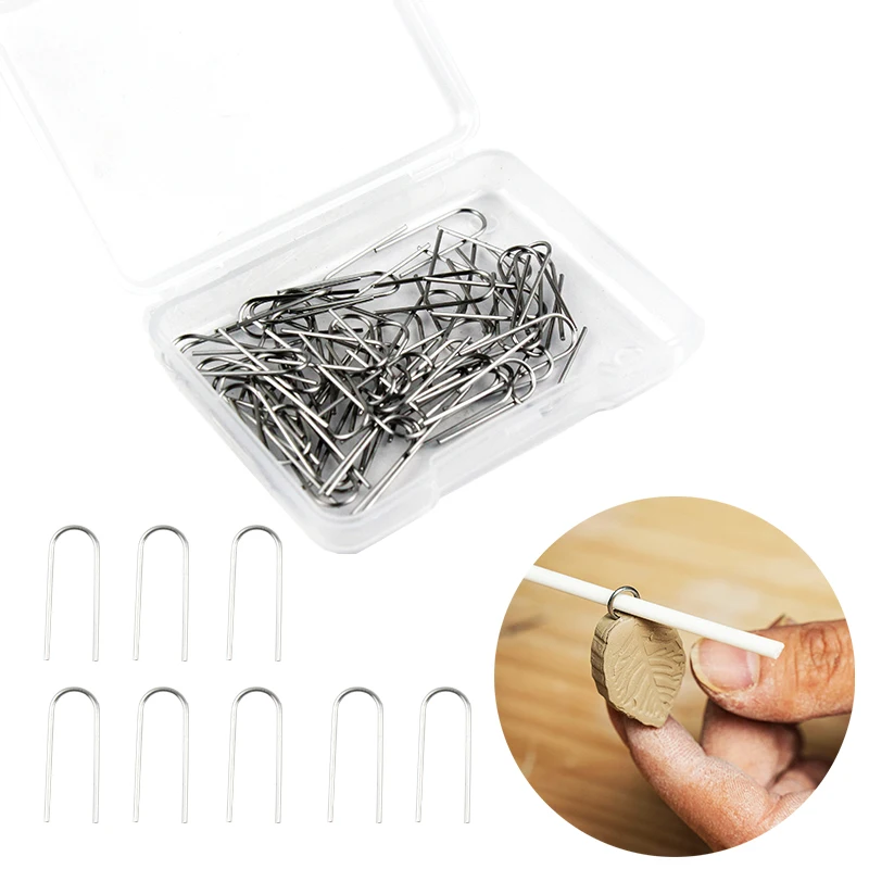 50/100PcsHigh Temperature Resistance Tungsten Wire Hanging Firing Pottery Ornament Hanger U-Shaped Hooks Burning Needles