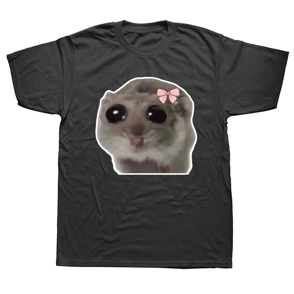 Lustiges Trauriges Hamster-Meme Tierliebhaber Grafik-T-Shirt für Männer und Frauen, Modisches Casual T-Shirt, 100% Baumwolle, Locker Geschnittenes Oversized T-Shirt