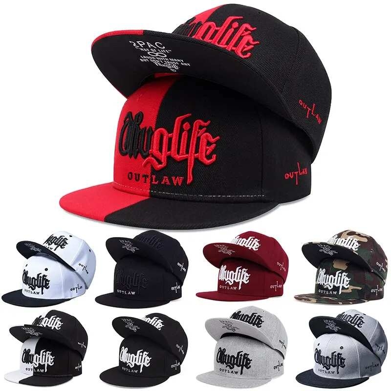Thuglife 패션 패스트볼 캡 자수 힙합 야구 모자, 스냅백 모자, 성인 야외 캐주얼 태양 캐주얼, 뼈 조절 가능, 1 개