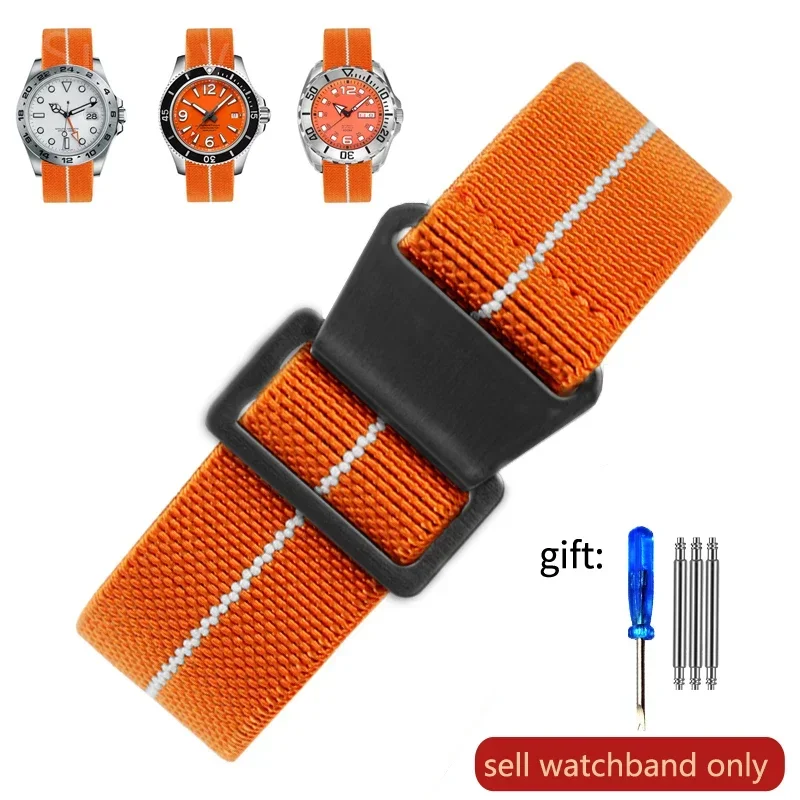 Vintage-Style French Parachute Elastic Nylon Watch Strap – Universal Men's Smartwatch Wristband (Classic 60s Inspired Design)