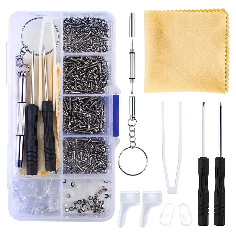 

Eyeglasses Sunglasses Repair Kit Tool Glasses Screwdriver Screws Sets Nuts Nose Pad Optical Repair Tool Parts Assorted Kit