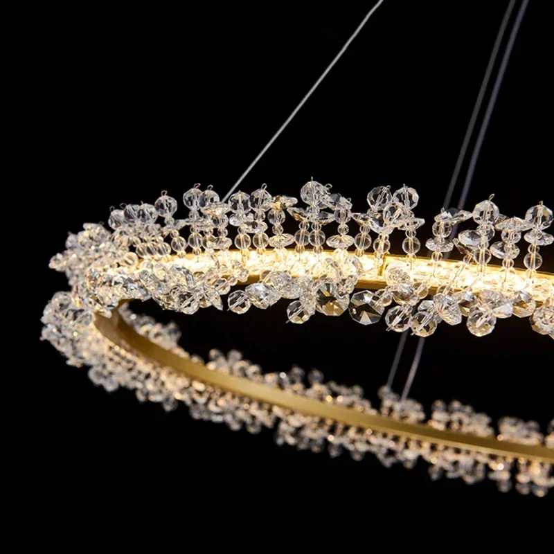 Nordic Luxury Shop Bedroom Living Room Crystal Pendant Lighs Interior Decoration Ring Luster Lighting Modern Ceiling Chandelier pendant lights,ceiling light,pendant lamp,chandelier lighting