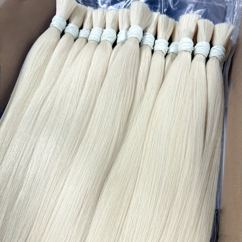 

613 Double Drawn Blonde Bone Straight 100% Human Hair Bulk No Weft Hair Braiding Wholesale in Bulk Sale Full to End