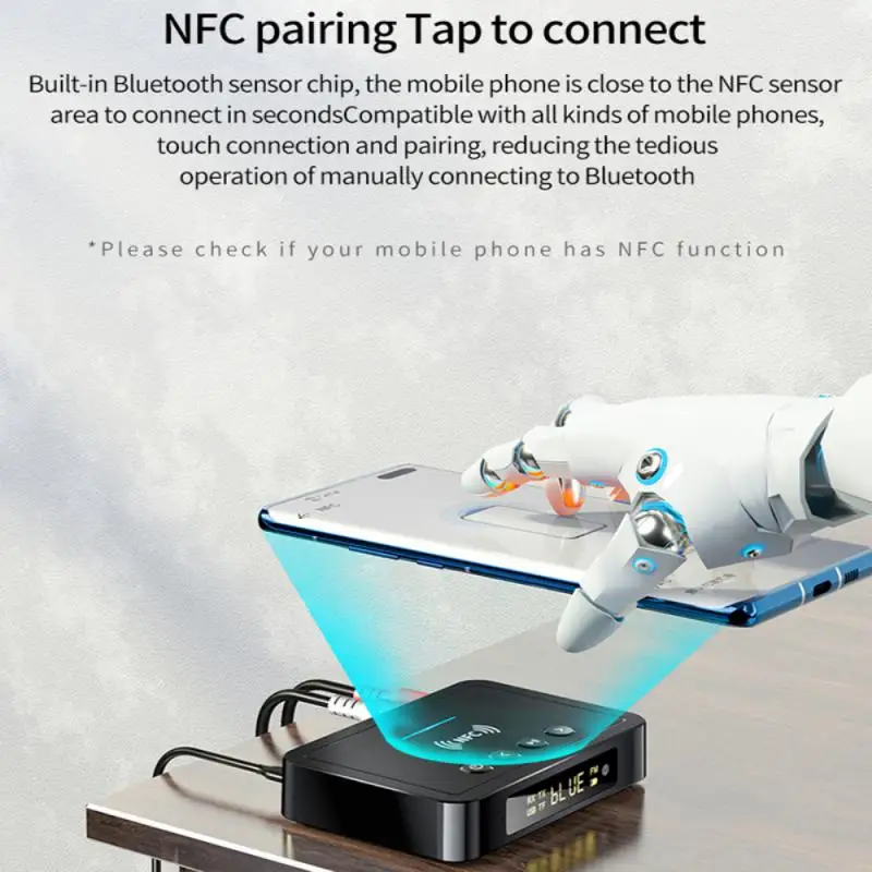 Bluetooth 5.0 Receiver Transmitter FM Stereo AUX 3.5mm Jack RCA Optical Wireless Handsfree Call NFC Bluetooth Audio Adapter TV