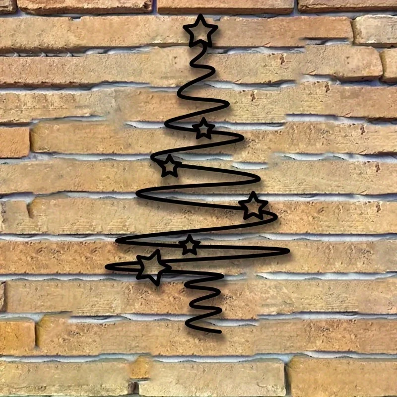 Decorazione Natalizia in Metallo a Forma di Albero e Stella per Interni ed Esterni - immagine 2