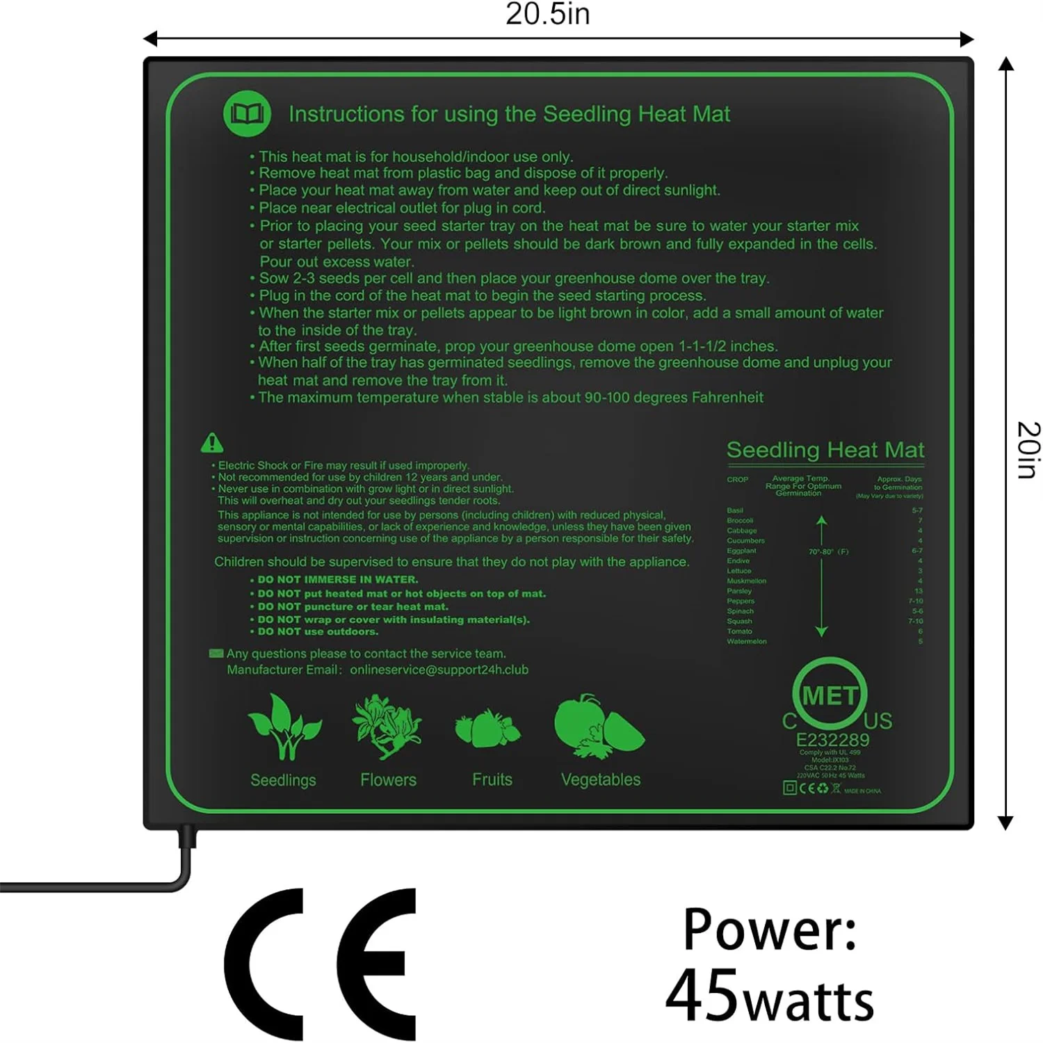 Seedling Heat Mat 10/25/50CM Indoor Plants Germination Heating Pad Propagation Clone Starter Mat EU/US/UK Plug seedling heat mat
