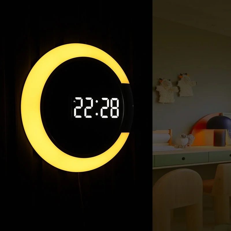 

3D LED wall clock Digital Table Clock Alarm Mirror Hollow Wall Clock Modern Design Nightlight For Home Living Room Decorations