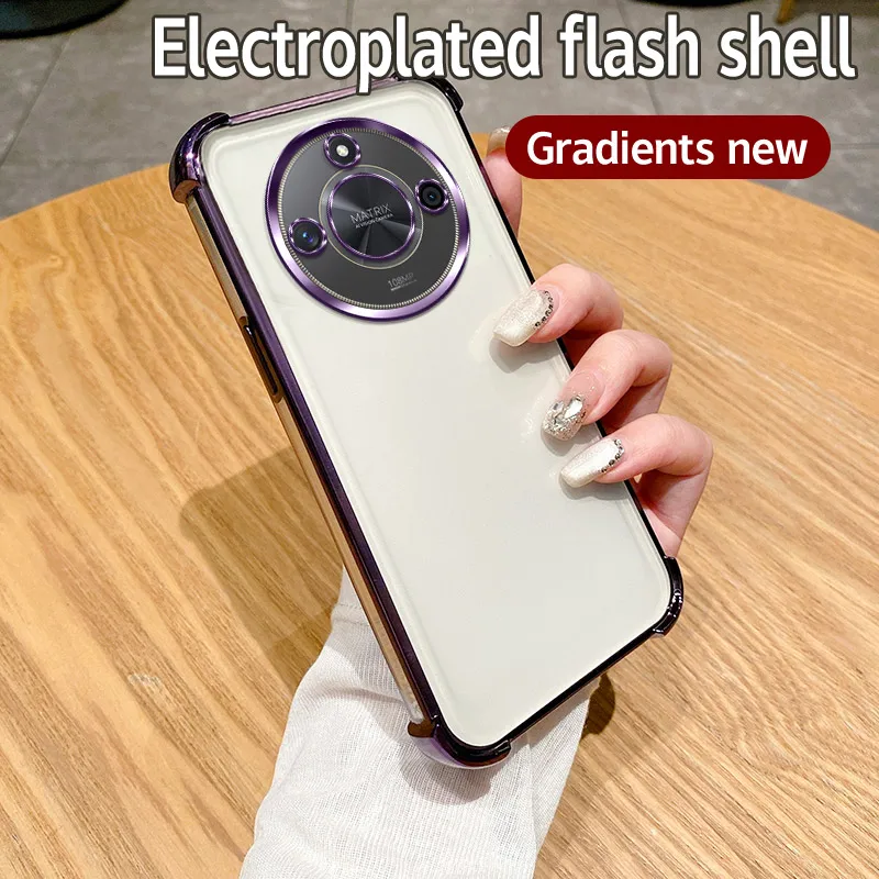 Shiny Glitter Silicone Back Cover with Plated Camera Lens Protection