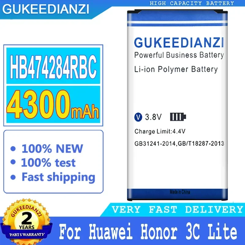 

4300mAh New Battery HB474284RBC For Huawei Honor 3C Lite C8816 C8816D C8817 Ascend G521 G615 G620 Honor3C Lite + Tracking Number