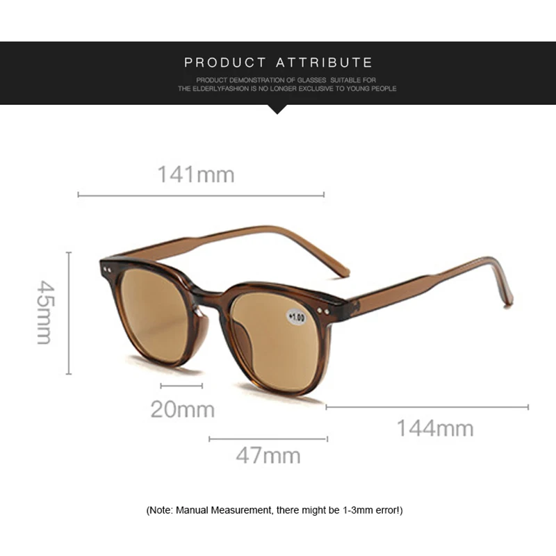 Ahora Fashion UV Protection Reading SunGlasses For Women Men Gray Tea Lens Presbyopia Eyeglasses UV400 oculos With Diopters 6