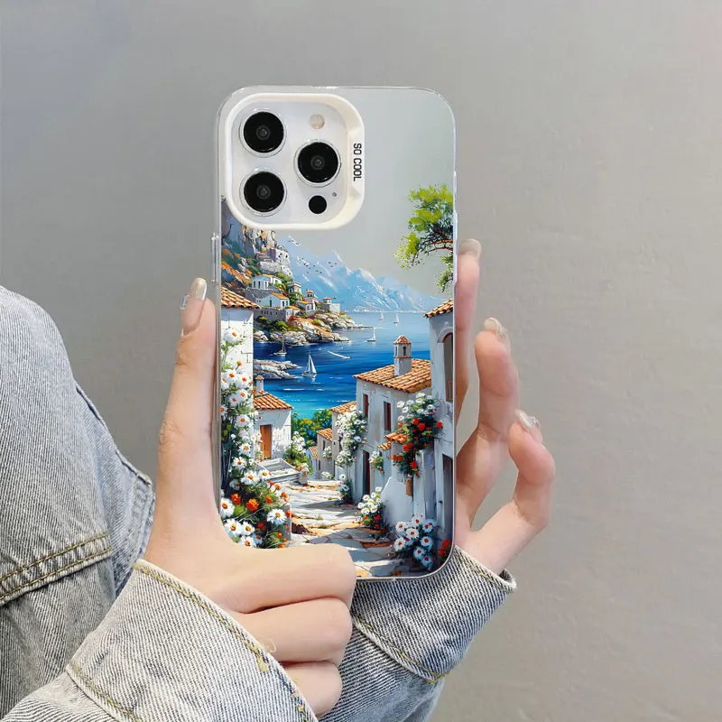 Laser-Handyhülle mit Landschaftsmalerei für iPhone 13 12 Pro Max Mini 17 Pro Max 16 15 14 Pro Max Plus Stoßfeste Hülle – Detail 7