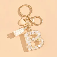 Mode blanc coeur gland lettre pendentif résine porte-clés femmes sac à dos breloques porte-clés clé voiture bibelot accessoire cadeau 3