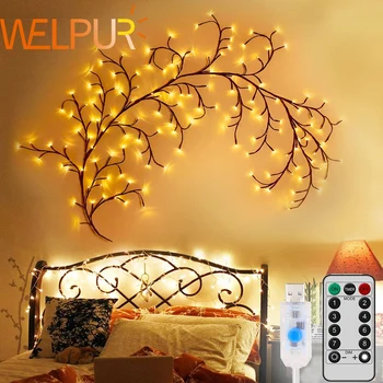 1PCS 96LED Tree and Vine Lamp USB/Solar Powered 8 Modes DIY Festive Tree Branch Lamp for Christmas Party Home Decorative Lights 1