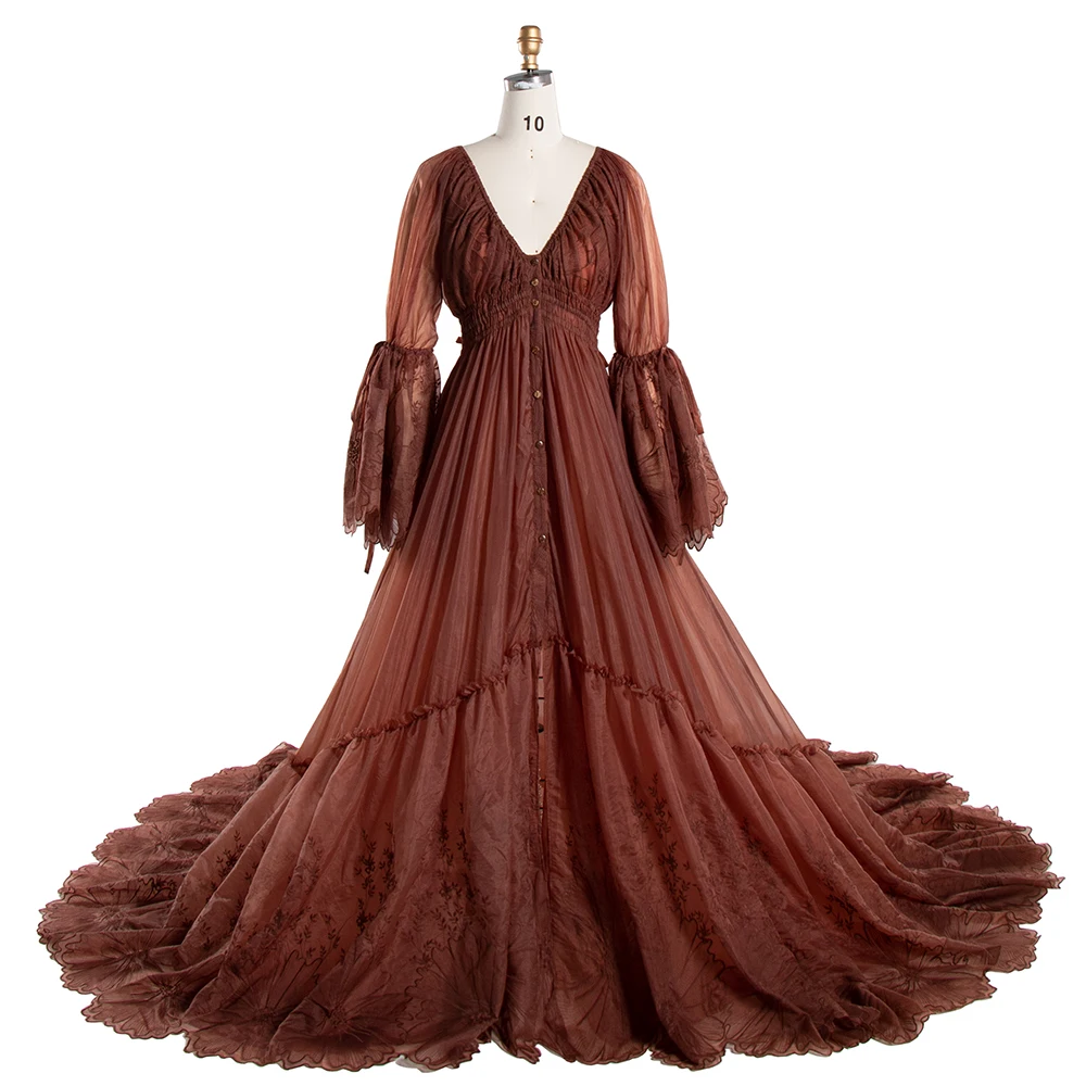 

Boho Embroidery Lace Dress for Photo Shoot Woman Maxi Dress Photography Props YW240012