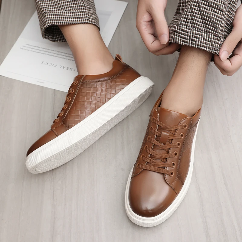 Casual Men's Leather Shoes New Comfortable And Trendy Styles Outdoor Fashion Party Daily Leisure Youth Black Board Shoes_vogvips.com